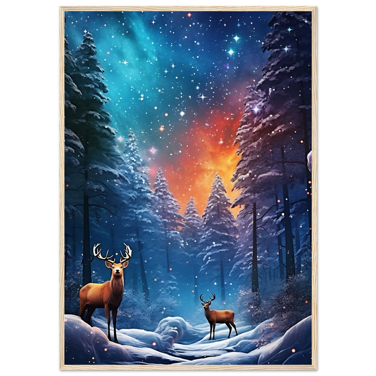 Enchanting snowy forest Premium Matte Paper Wooden Framed Poster