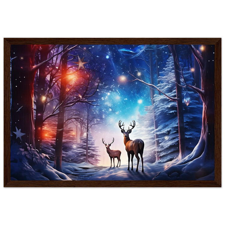 Enchanting Snowy Forest Premium Matte Paper Wooden Framed Poster