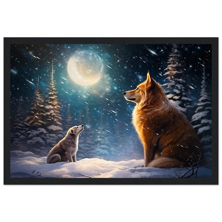 Enchanting Snowy Forest Premium Matte Paper Wooden Framed Poster