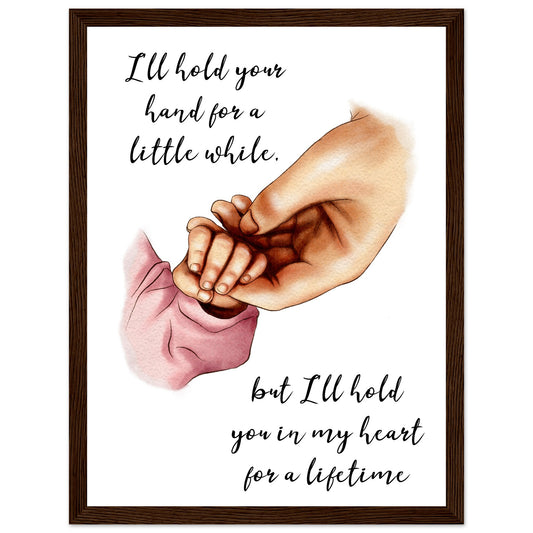 Mother baby hand Premium Matte Paper Wooden Framed Poster