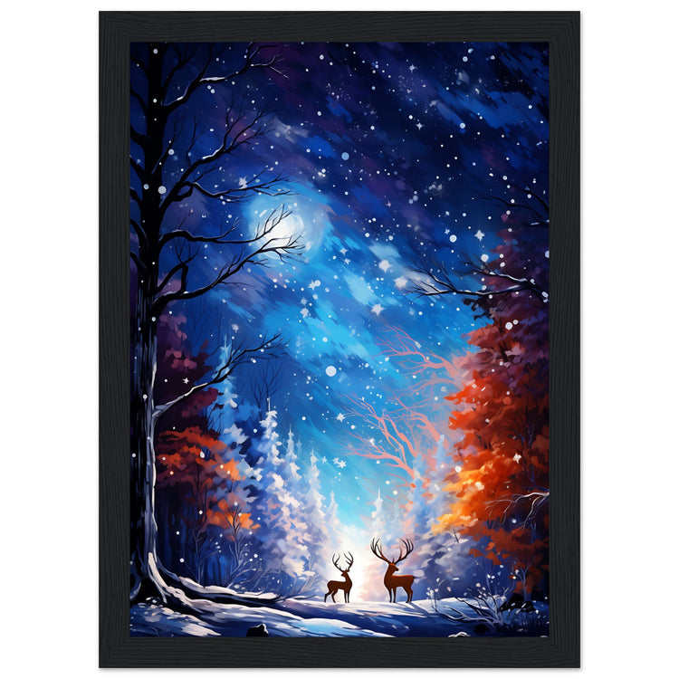 Enchanting snowy forest Premium Matte Paper Wooden Framed Poster