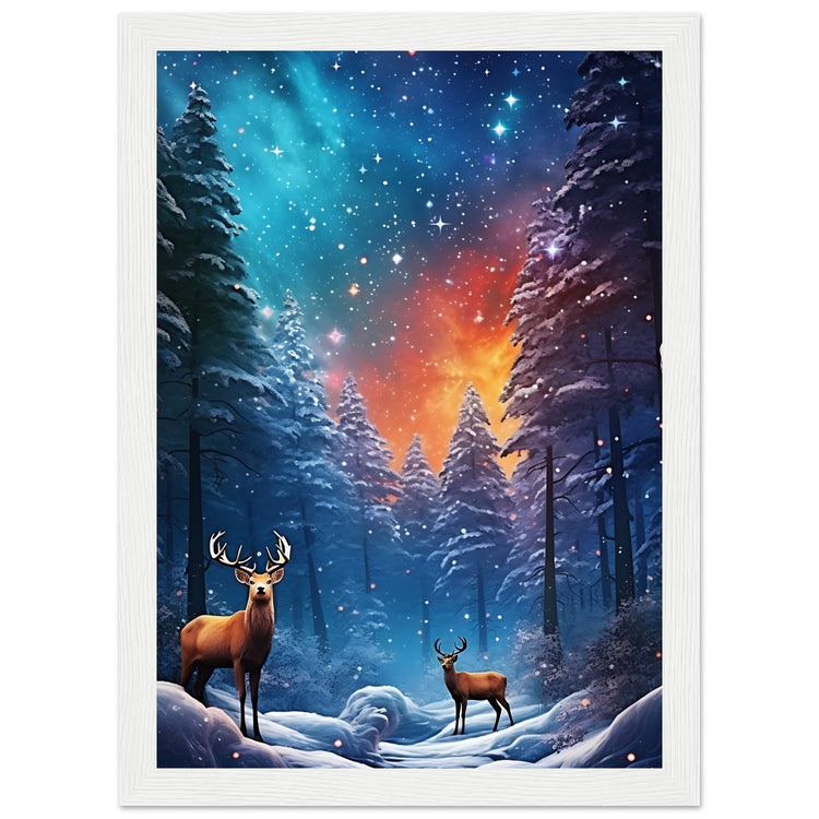 Enchanting snowy forest Premium Matte Paper Wooden Framed Poster