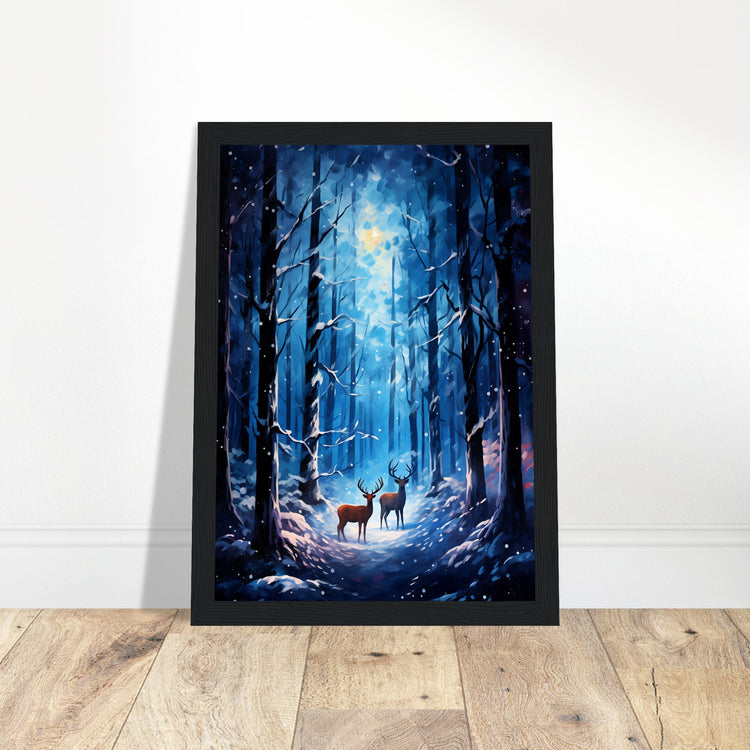 Enchanting snowy forest Premium Matte Paper Wooden Framed Poster