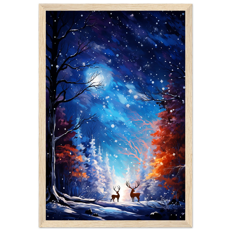 Enchanting snowy forest Premium Matte Paper Wooden Framed Poster