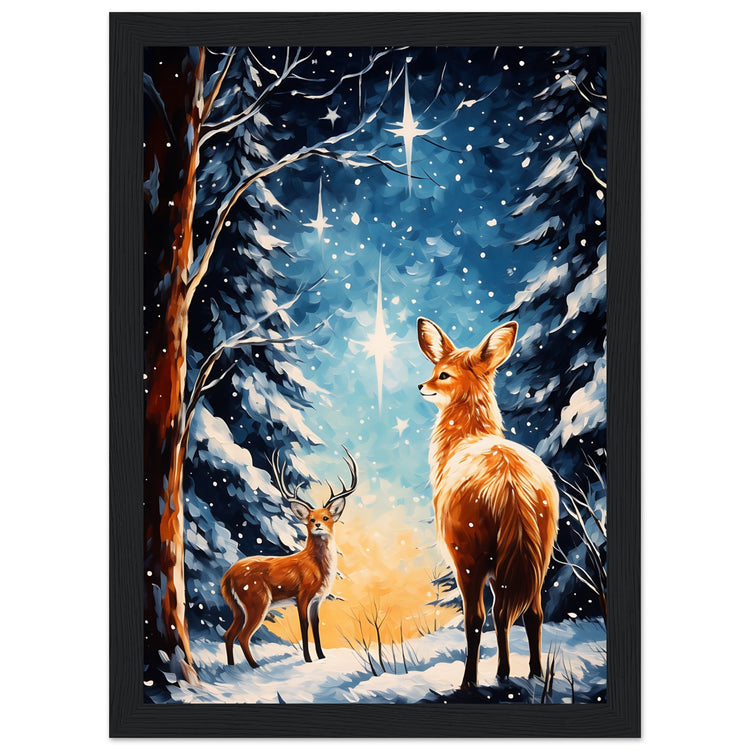 Enchanting snowy forest Premium Matte Paper Wooden Framed Poster