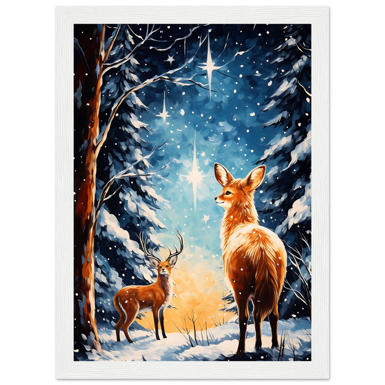 Enchanting snowy forest Premium Matte Paper Wooden Framed Poster