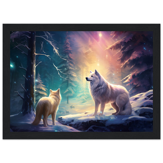 Enchanting Snowy Forest Premium Matte Paper Wooden Framed Poster