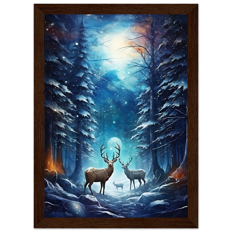 Enchanting snowy forest Premium Matte Paper Wooden Framed Poster