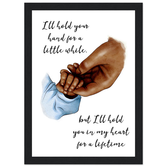 Mother baby hand Premium Matte Paper Wooden Framed Poster