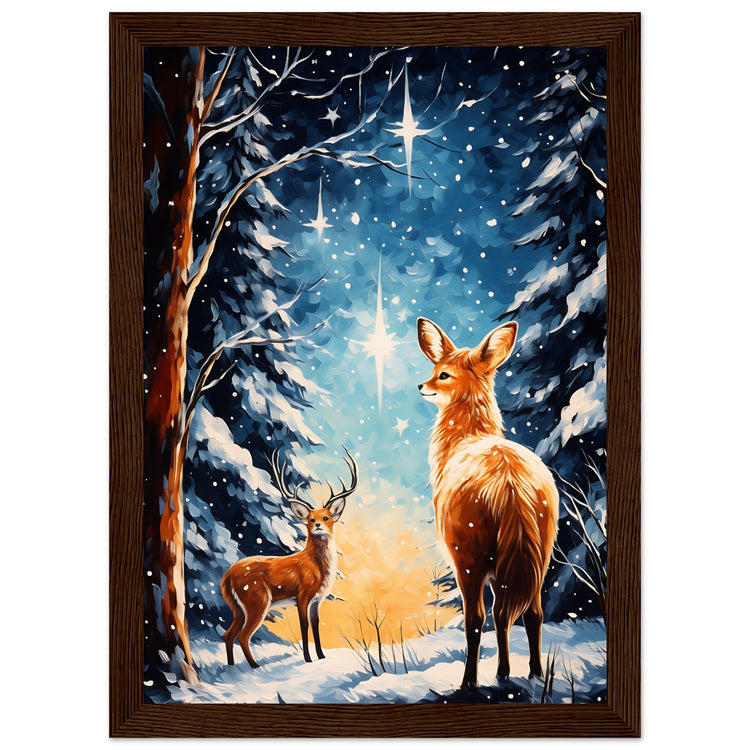 Enchanting snowy forest Premium Matte Paper Wooden Framed Poster