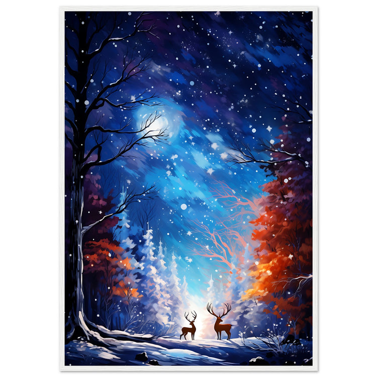 Enchanting snowy forest Premium Matte Paper Wooden Framed Poster