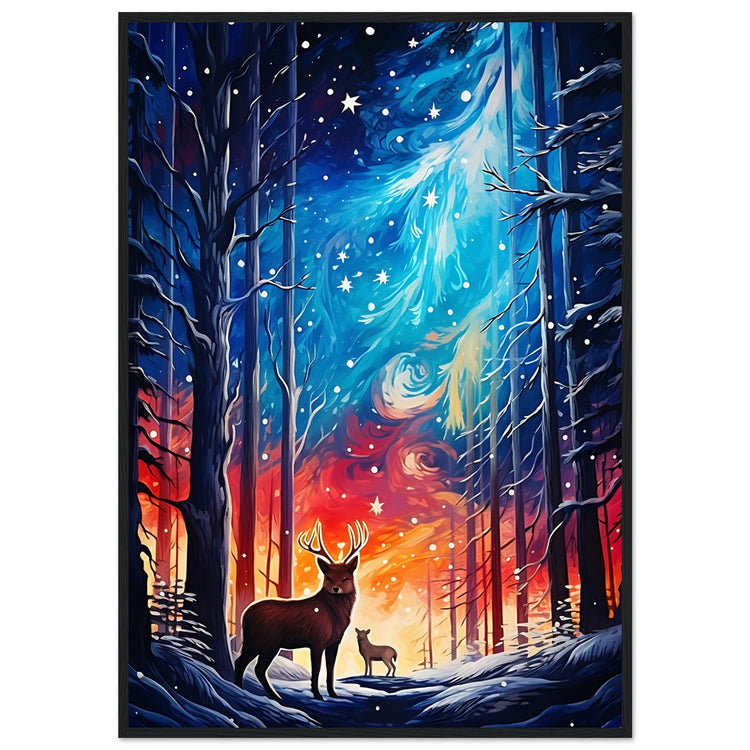 Enchanting snowy forest Premium Matte Paper Wooden Framed Poster