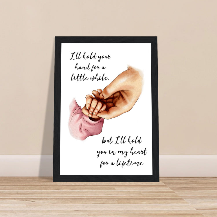 Mother baby hand Premium Matte Paper Wooden Framed Poster