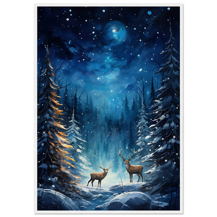 Enchanting snowy forest Premium Matte Paper Wooden Framed Poster