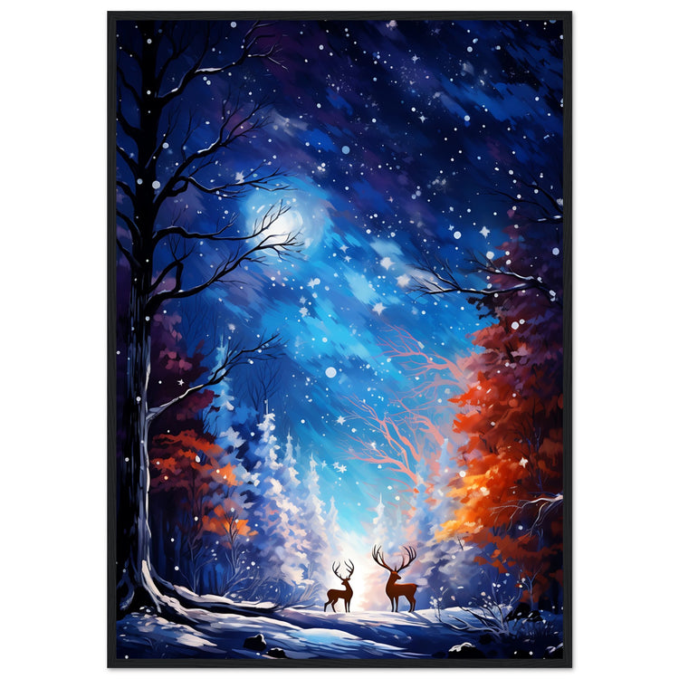 Enchanting snowy forest Premium Matte Paper Wooden Framed Poster