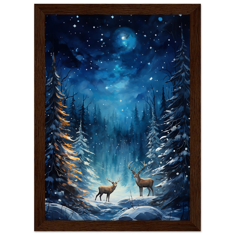 Enchanting snowy forest Premium Matte Paper Wooden Framed Poster