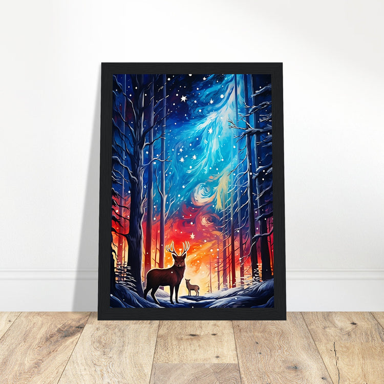 Enchanting snowy forest Premium Matte Paper Wooden Framed Poster