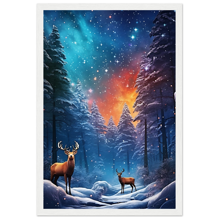 Enchanting snowy forest Premium Matte Paper Wooden Framed Poster