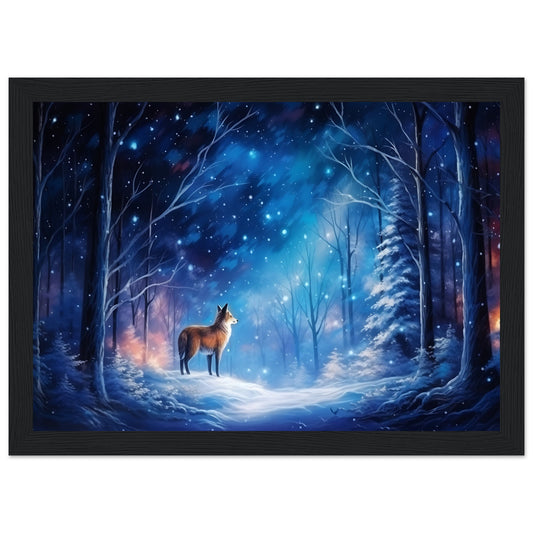 Enchanting Snowy Forest Premium Matte Paper Wooden Framed Poster