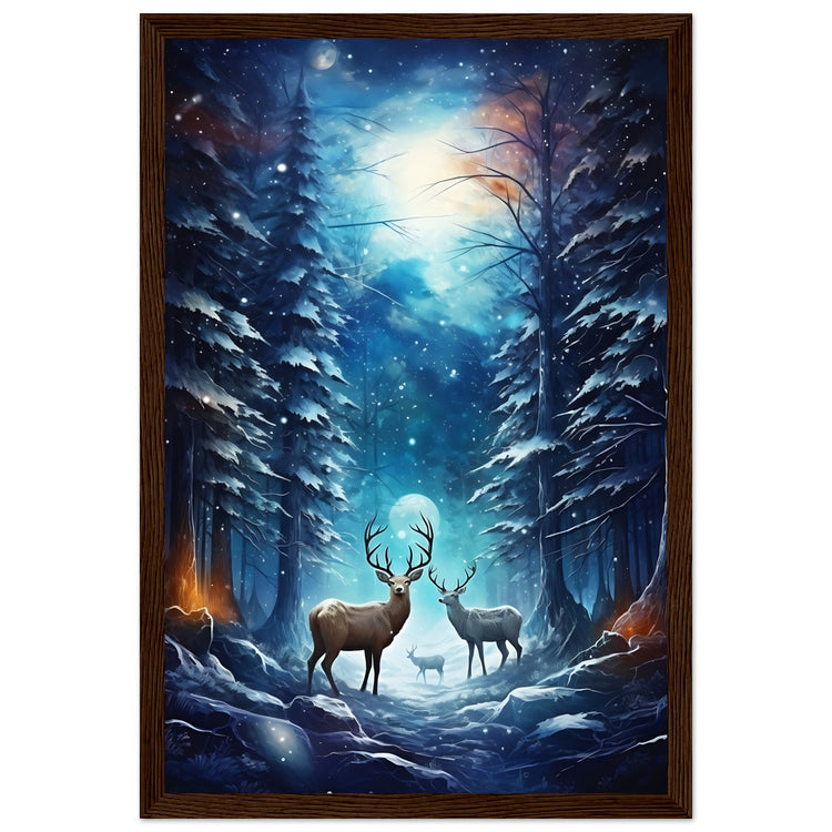 Enchanting snowy forest Premium Matte Paper Wooden Framed Poster