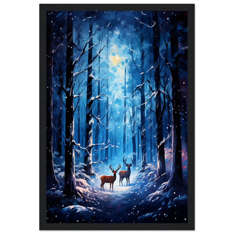 Enchanting snowy forest Premium Matte Paper Wooden Framed Poster