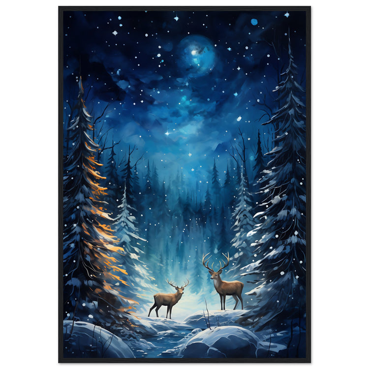 Enchanting snowy forest Premium Matte Paper Wooden Framed Poster