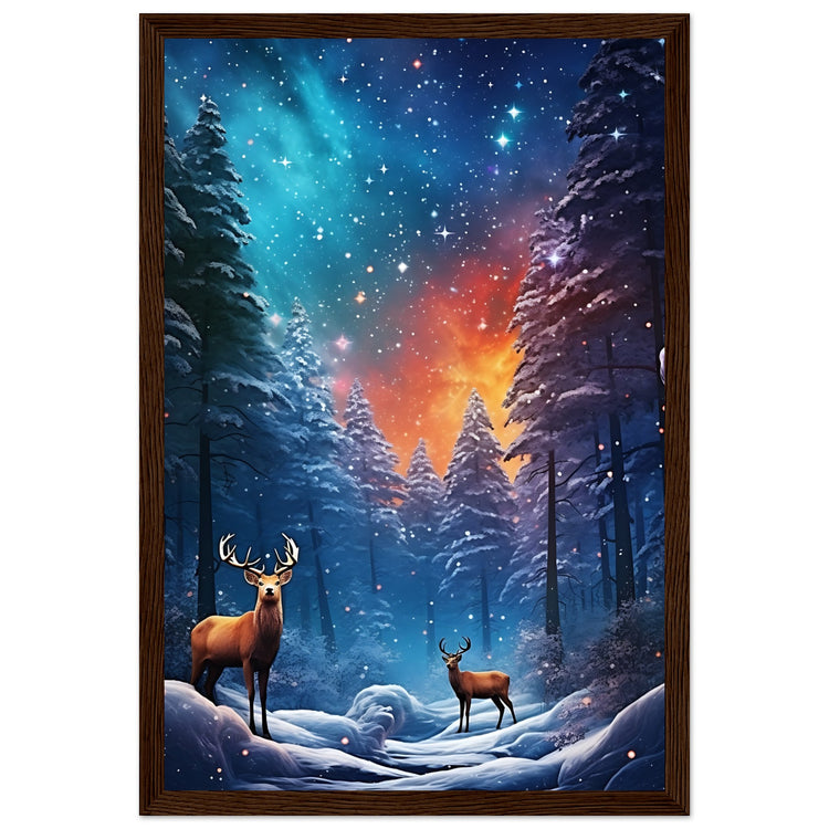 Enchanting snowy forest Premium Matte Paper Wooden Framed Poster