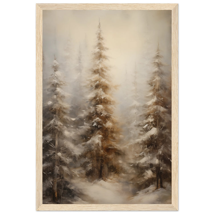 Vintage Winter Forest Premium Matte Paper Wooden Framed Poster