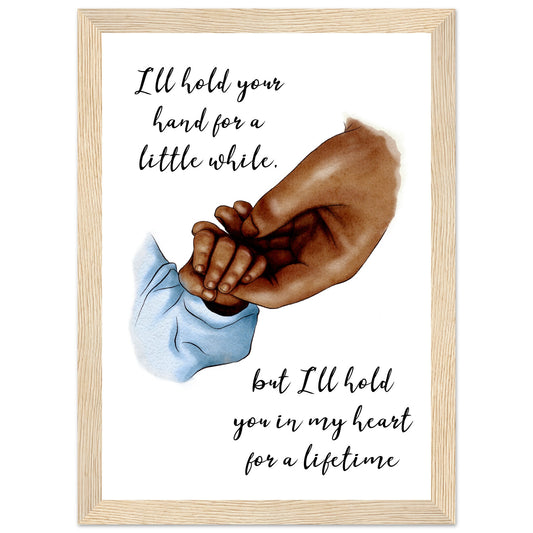 Mother baby hand Premium Matte Paper Wooden Framed Poster