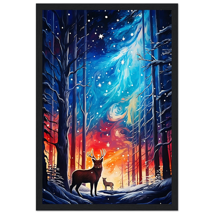 Enchanting snowy forest Premium Matte Paper Wooden Framed Poster