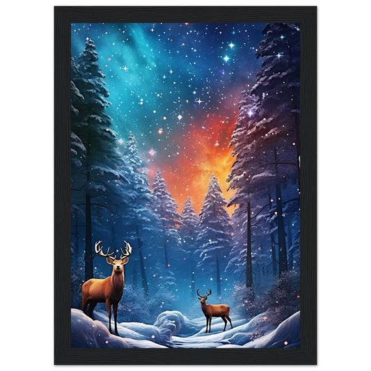 Enchanting snowy forest Premium Matte Paper Wooden Framed Poster