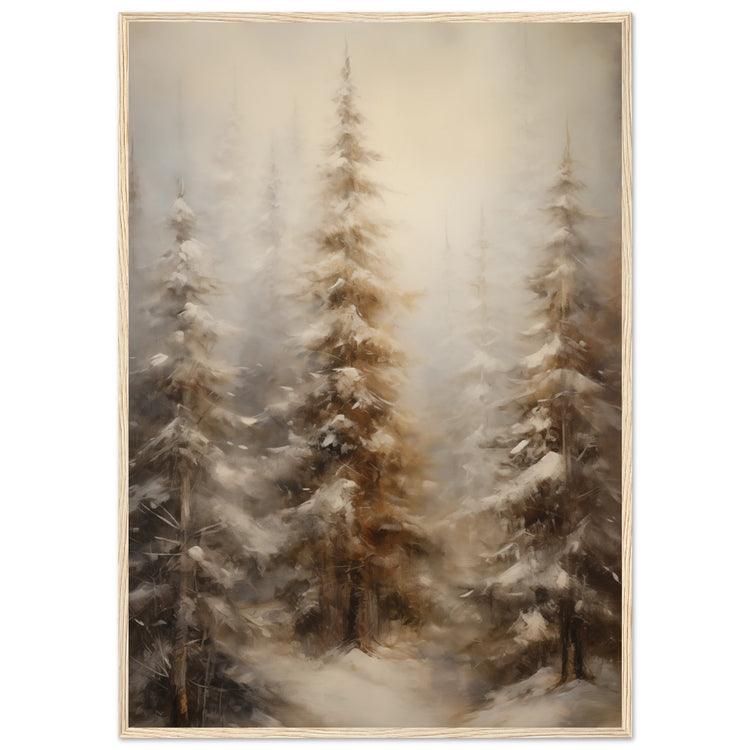 Vintage Winter Forest Premium Matte Paper Wooden Framed Poster