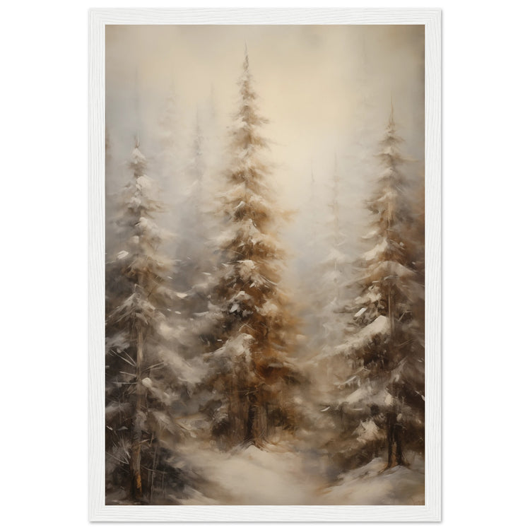 Vintage Winter Forest Premium Matte Paper Wooden Framed Poster