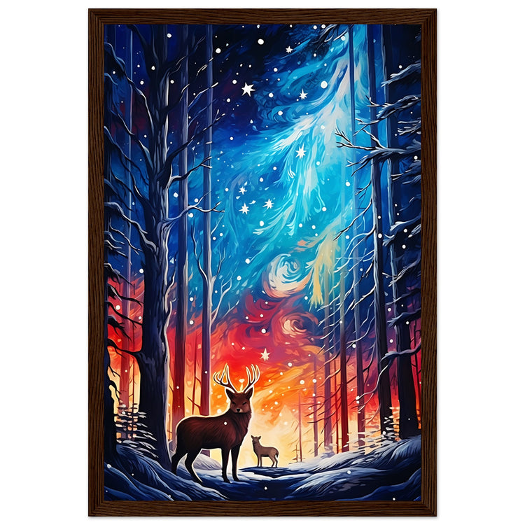 Enchanting snowy forest Premium Matte Paper Wooden Framed Poster