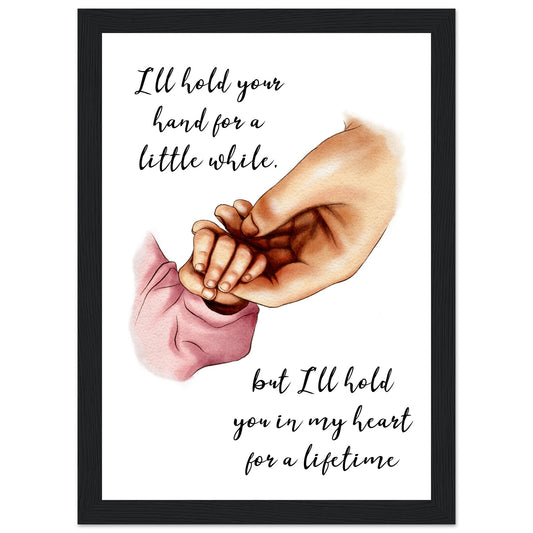 Mother baby hand Premium Matte Paper Wooden Framed Poster