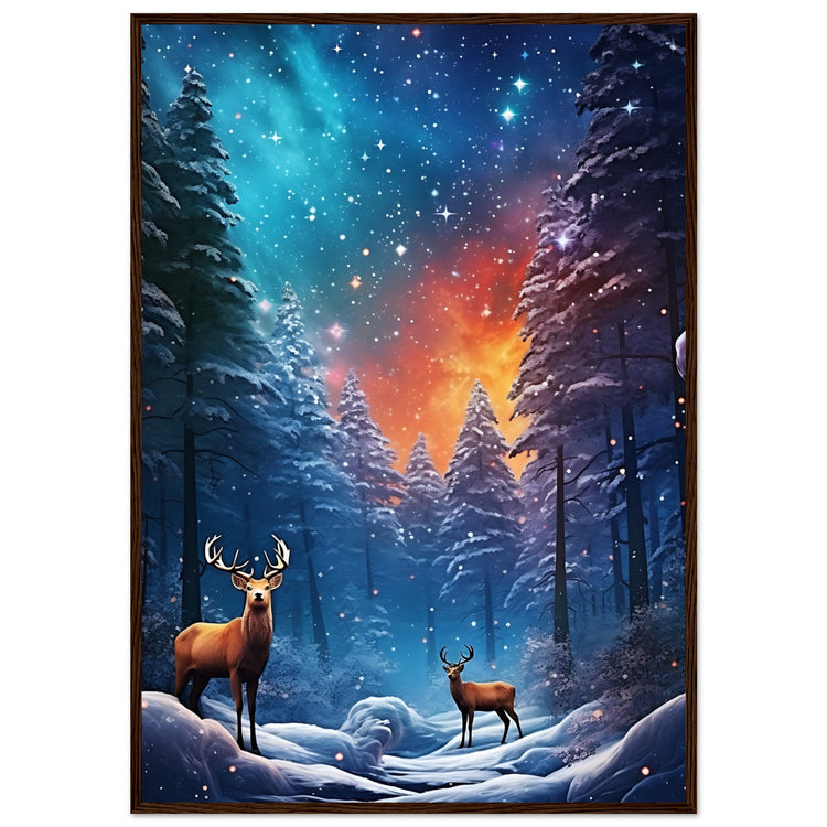 Enchanting snowy forest Premium Matte Paper Wooden Framed Poster