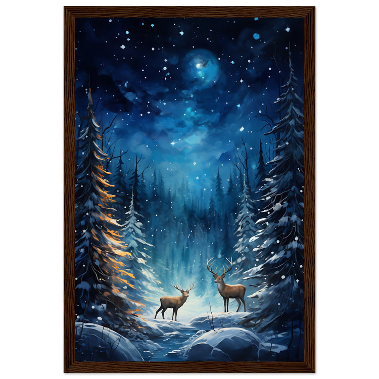 Enchanting snowy forest Premium Matte Paper Wooden Framed Poster