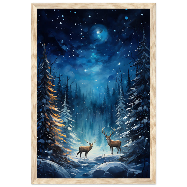 Enchanting snowy forest Premium Matte Paper Wooden Framed Poster