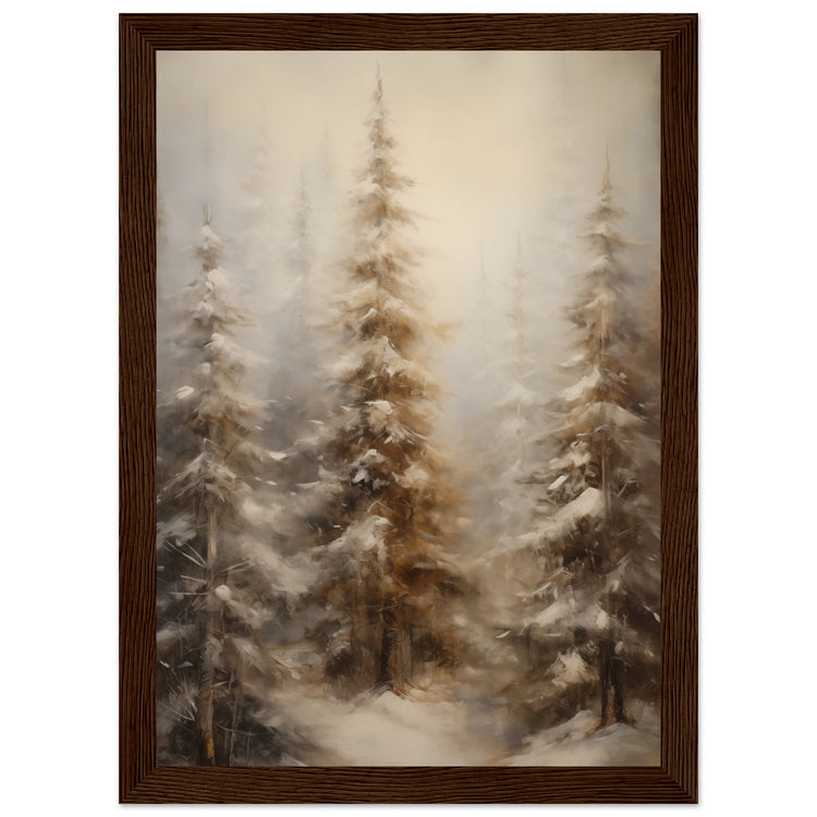 Vintage Winter Forest Premium Matte Paper Wooden Framed Poster