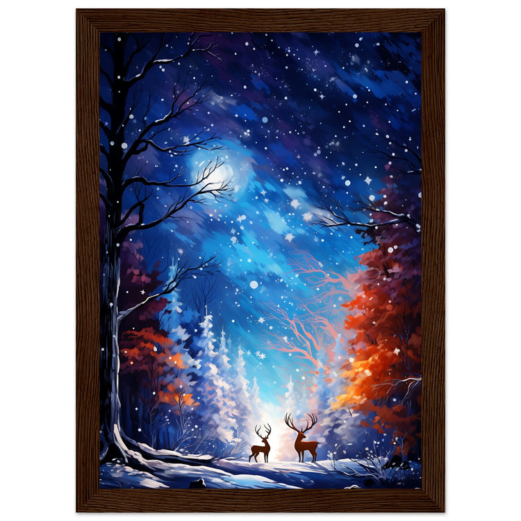 Enchanting snowy forest Premium Matte Paper Wooden Framed Poster