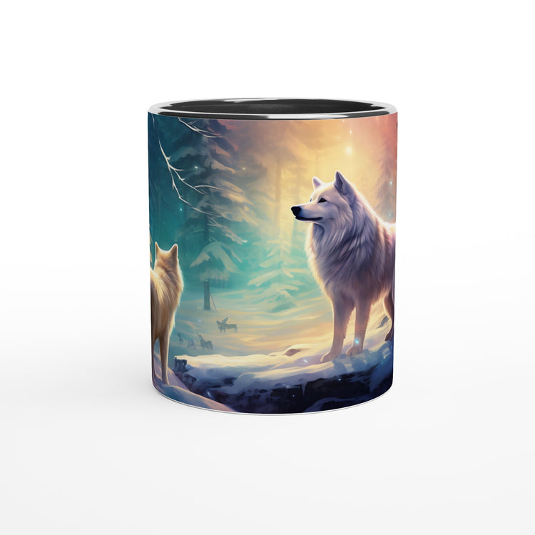 Enchanting Snowy Forest White 11oz Ceramic Mug with Color Inside