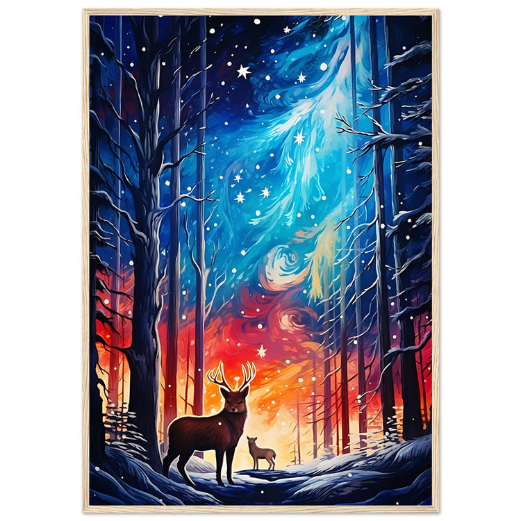 Enchanting snowy forest Premium Matte Paper Wooden Framed Poster