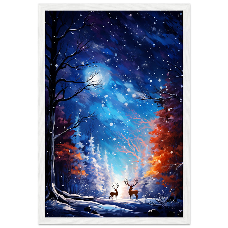 Enchanting snowy forest Premium Matte Paper Wooden Framed Poster