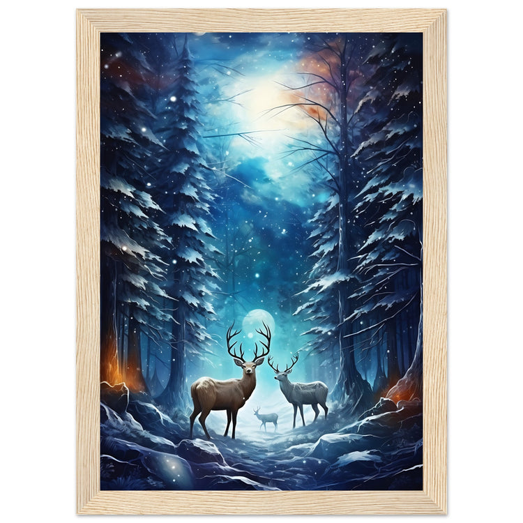 Enchanting snowy forest Premium Matte Paper Wooden Framed Poster