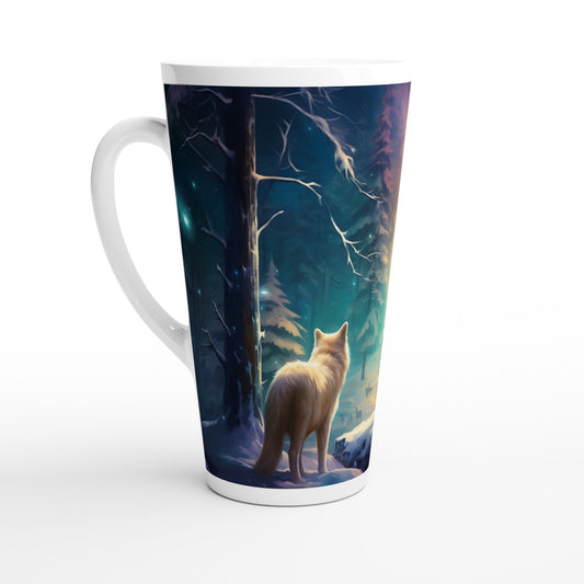 Enchanting Snowy Forest White Latte 17oz Ceramic Mug