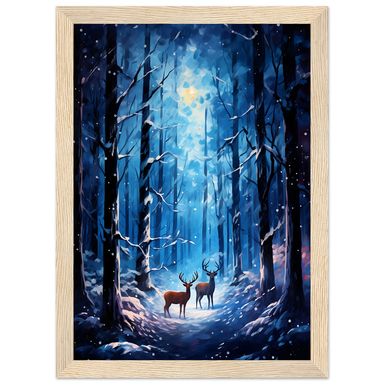 Enchanting snowy forest Premium Matte Paper Wooden Framed Poster