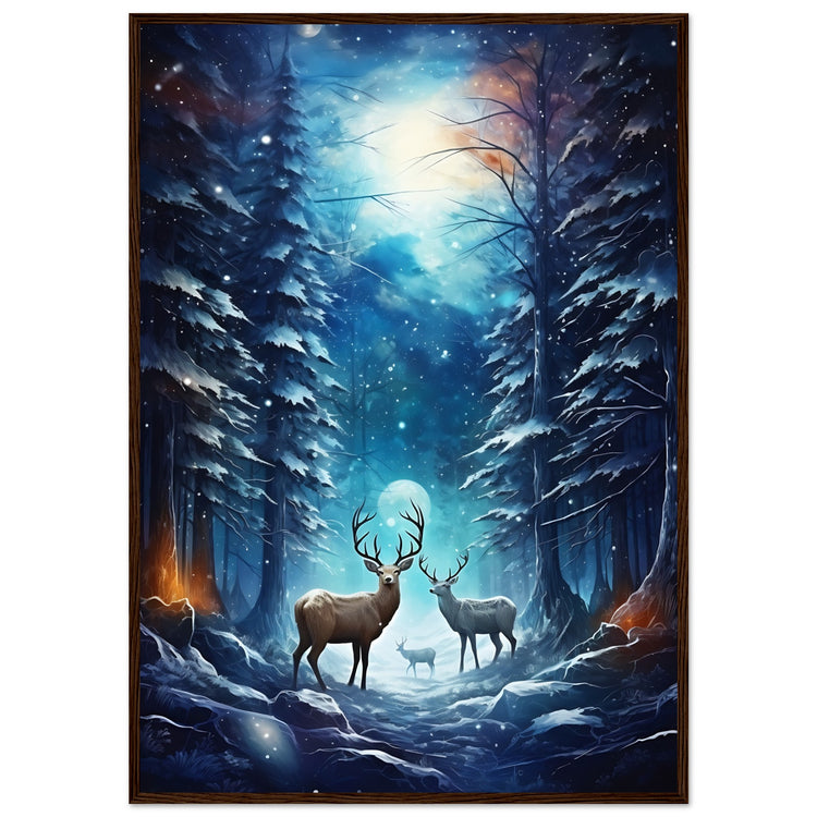 Enchanting snowy forest Premium Matte Paper Wooden Framed Poster