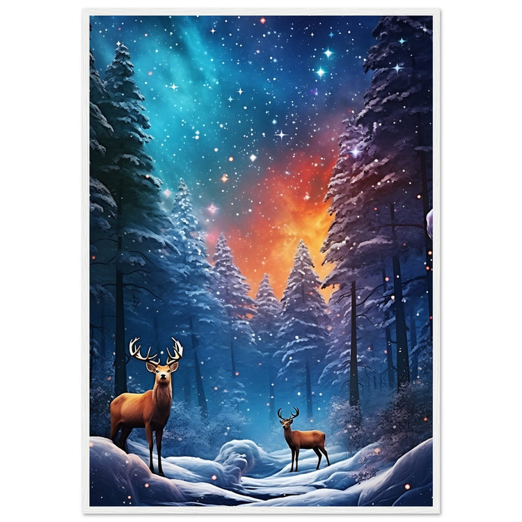 Enchanting snowy forest Premium Matte Paper Wooden Framed Poster