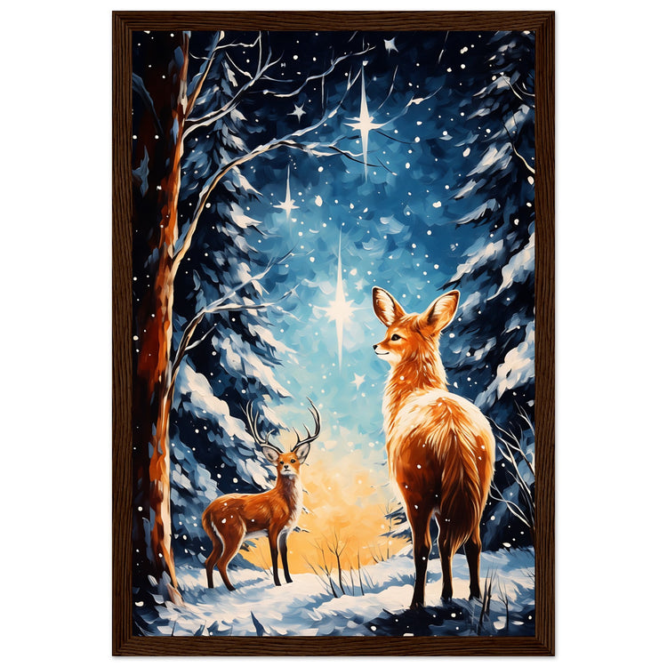 Enchanting snowy forest Premium Matte Paper Wooden Framed Poster