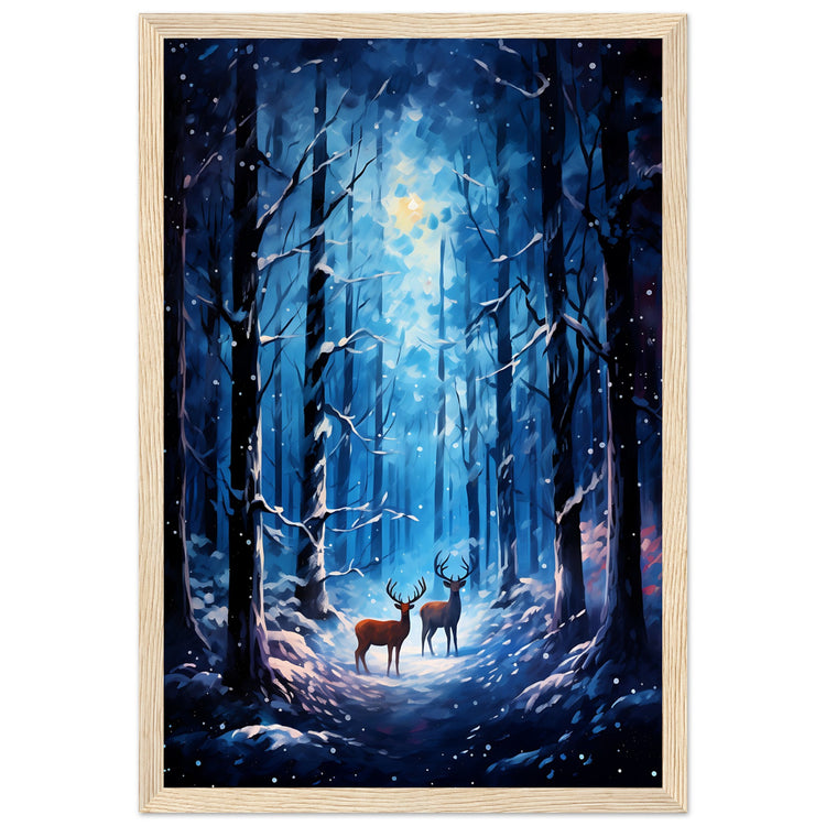 Enchanting snowy forest Premium Matte Paper Wooden Framed Poster